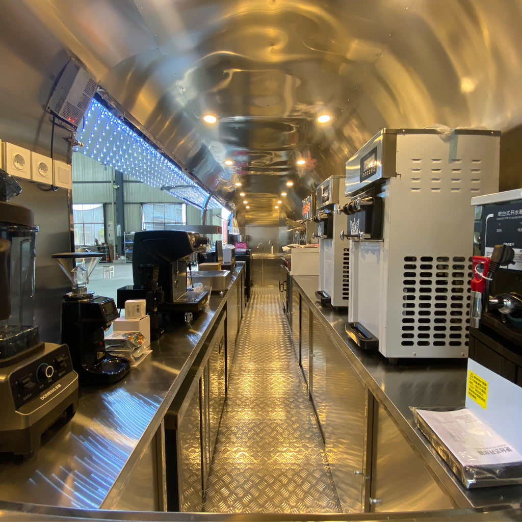 Kitchen equipment in trailer
