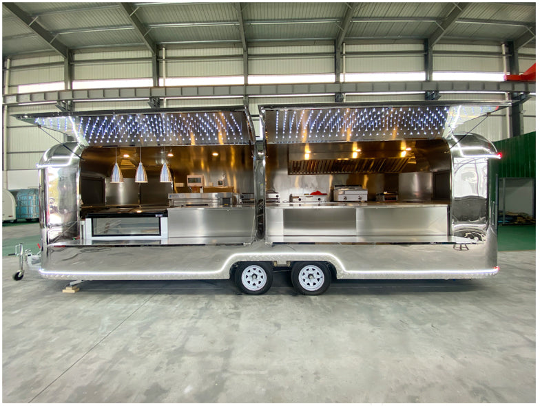 23FT Airstream stainless steel Customizable full-equipment Large food trailers for sale