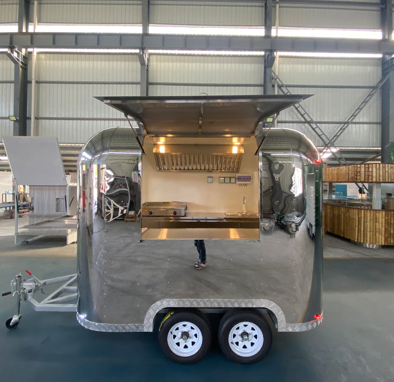 Black Airstream Food Truck With Double  Push-pull window Ice Cream Truck For Sale